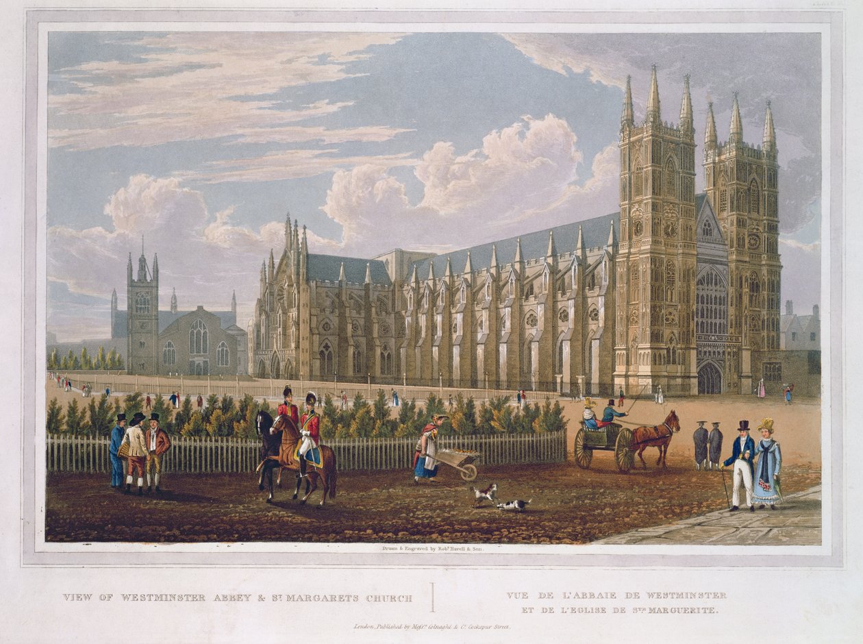 منظر لدير وستمنستر وكنيسة القديسة مارجريت ، حانة. بواسطة Colnaghi und Co. (aquatint) بواسطة روبرت الأكبر والأصغر هافيل