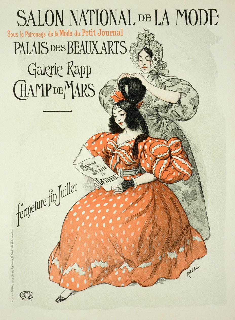 استنساخ ملصق إعلاني عن "صالون National Mode de la Mode" ، Rapp Gallery ، باريس ، 1896 بواسطة روديل