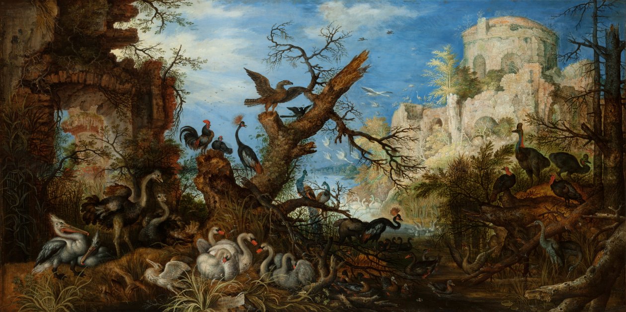 منظر طبيعي مع طيور ، 1622 بواسطة Roelandt Jacobsz. حفظ