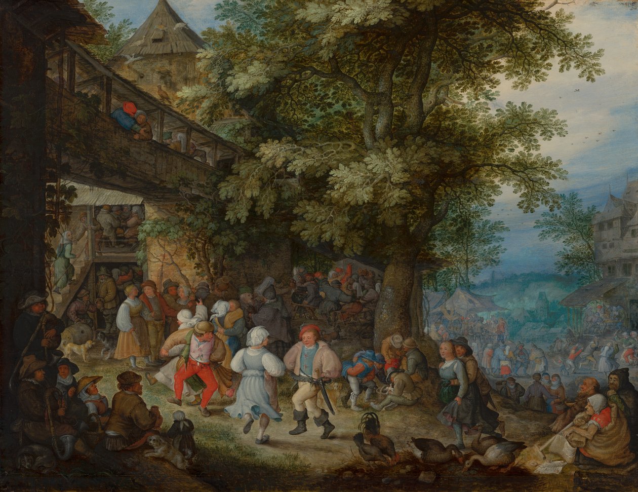 الفلاحون يرقصون خارج نزل بوهيمي ، ج .1610 بواسطة Roelandt Jacobsz. حفظ