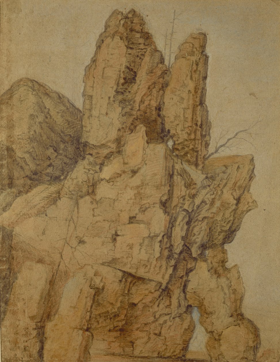 جبال روكي (باستيل وطباشير على ورق) بواسطة Roelandt Jacobsz. حفظ