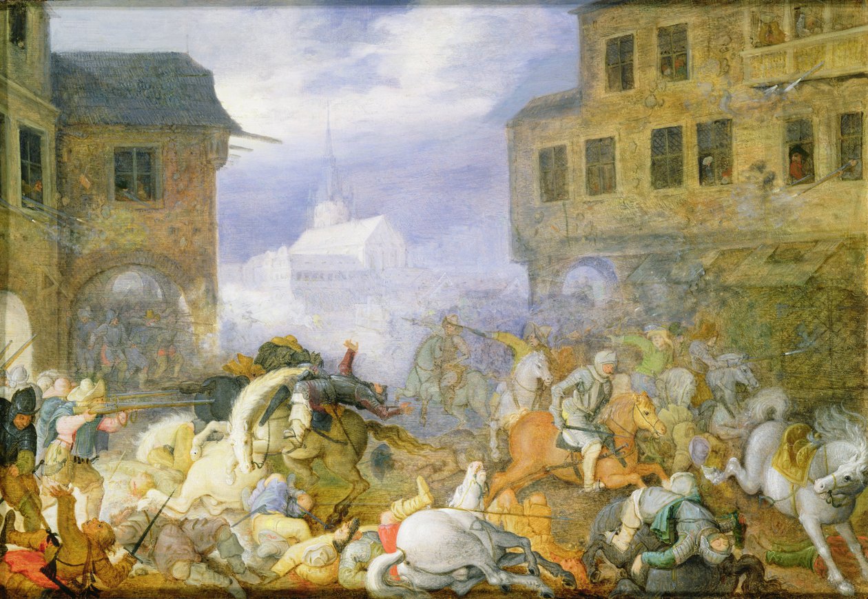 معركة الشوارع في Malostranske Namesti (Kleinseite Platz) في براغ ، 15 فبراير 1611 ، بتاريخ 1611 بواسطة Roelandt Jacobsz. حفظ
