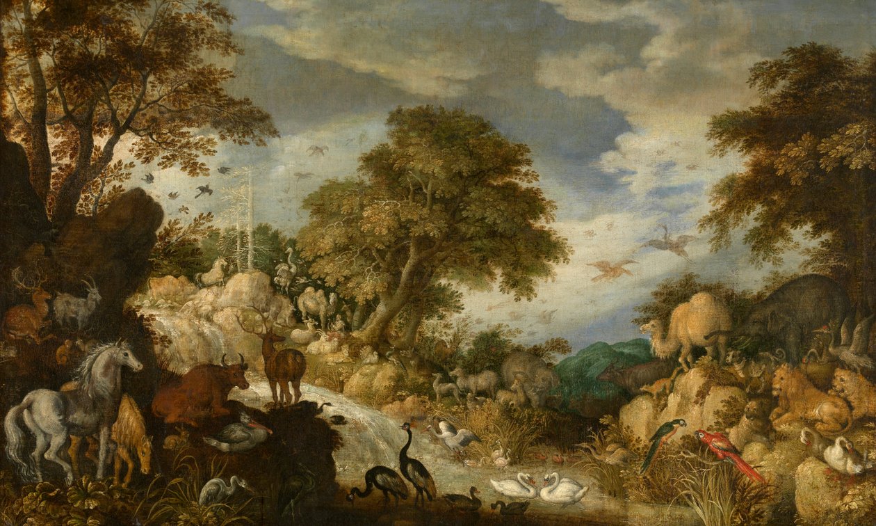 أورفيوس والحيوانات (زيت على قماش) بواسطة Roelandt Jacobsz. حفظ