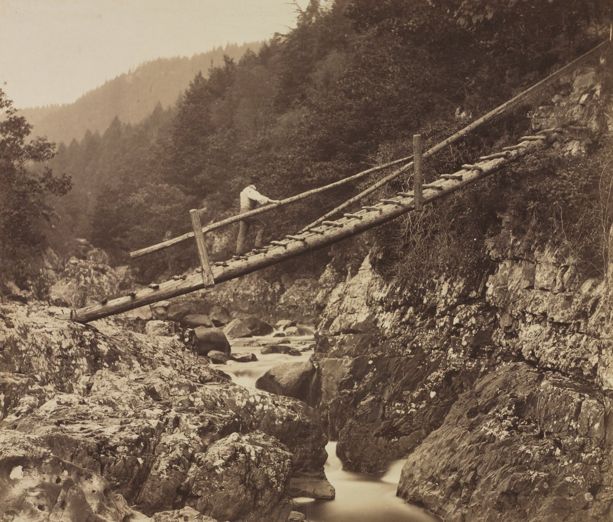 The Miners Bridge ، على ال Llugwy ، شمال ويلز ، 1857. بواسطة روجر فينتون