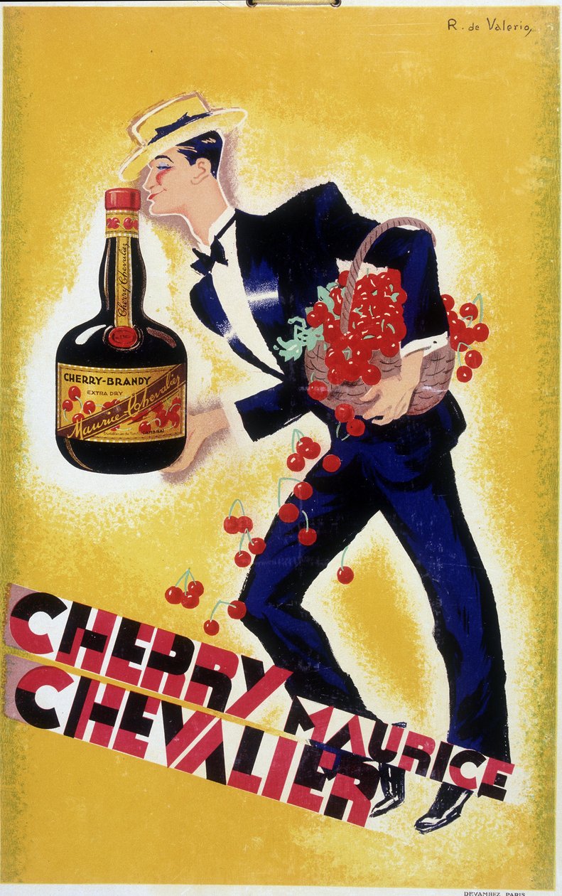ملصق إعلاني لـ Cherry Maurice Chevalier - رسم لروجر دي فاليريو (1886-1951) ، كاليفورنيا. 1935 بواسطة روجر دي فاليريو