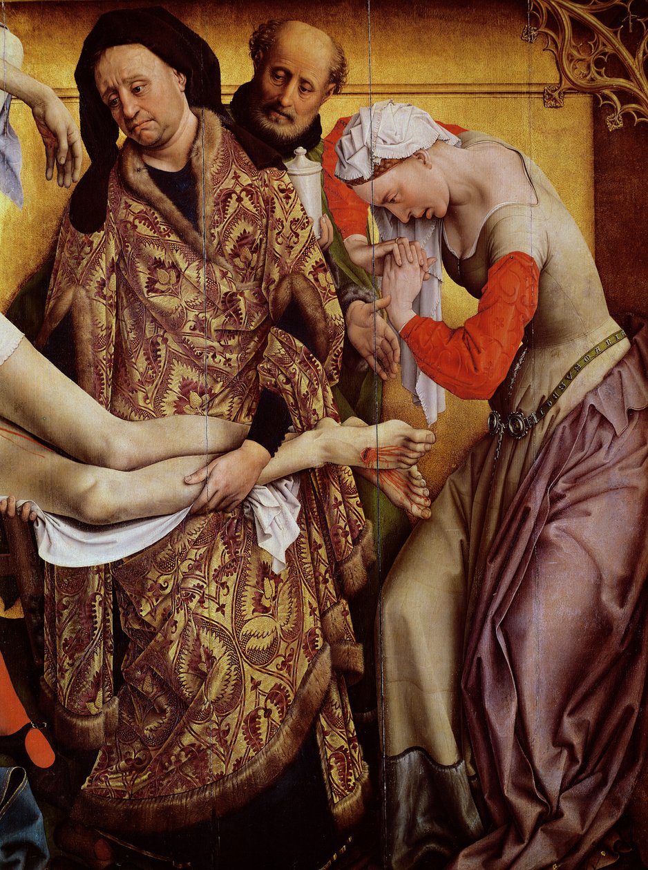 النسب من الصليب التفاصيل مريم المجدلية وجوزيف من Arimathea ، ج 1436 زيت على لوح بلوط بواسطة روجير فان دير ويدين