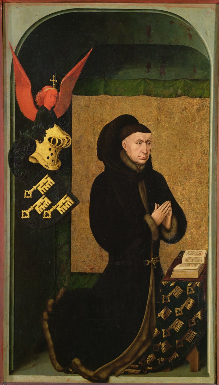 المانح ، المستشار نيكولاس رولين ، راكع في الصلاة ، من ظهر الحكم الأخير المتعدد ، c.1445-50 (انظر 20546 ، 170074 و 170079) بواسطة روجير فان دير ويدين