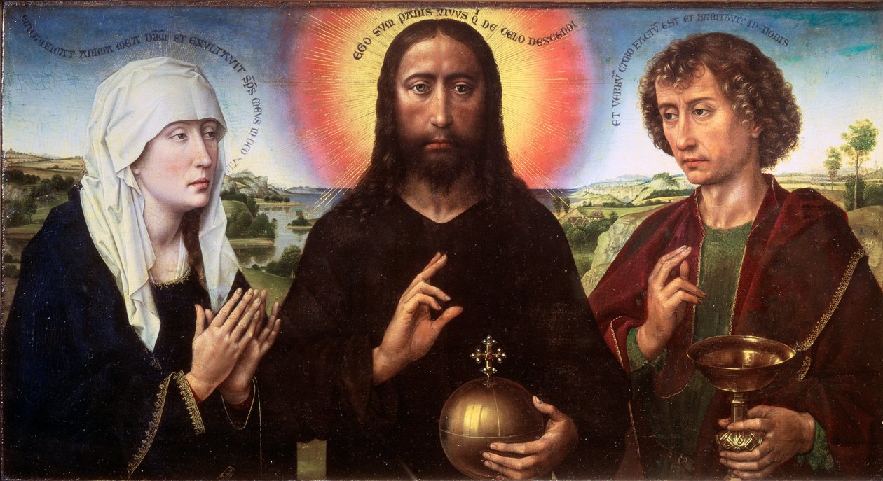 Christ redeemer between the Virgin and Saint John the Evangelist (the Triptych Braque), circa 1450 (Oil on wood) بواسطة روجير فان دير ويدين