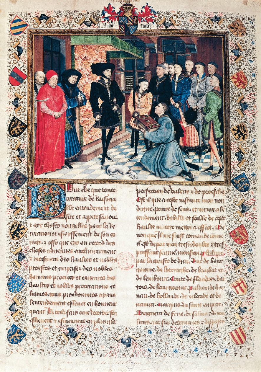 Presentation of the Chronicles of Hainaut to the Duke of Burgundy Philippe the Good (1396-1467) by Jean Wauquelin بواسطة روجير فان دير ويدين