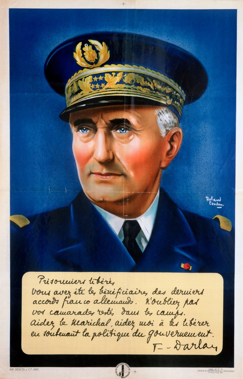 الأدميرال دارلان ، ملصق الدعاية الفرنسية فيشي ، 1940-1942 بواسطة رولان كودون