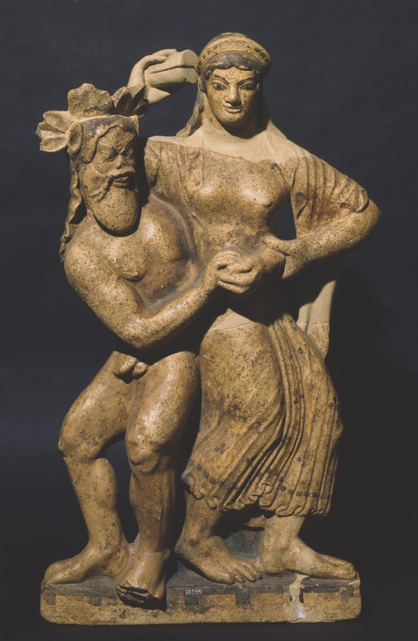 Antefix يصور maenad و satyrum ، Satricum بواسطة رواية