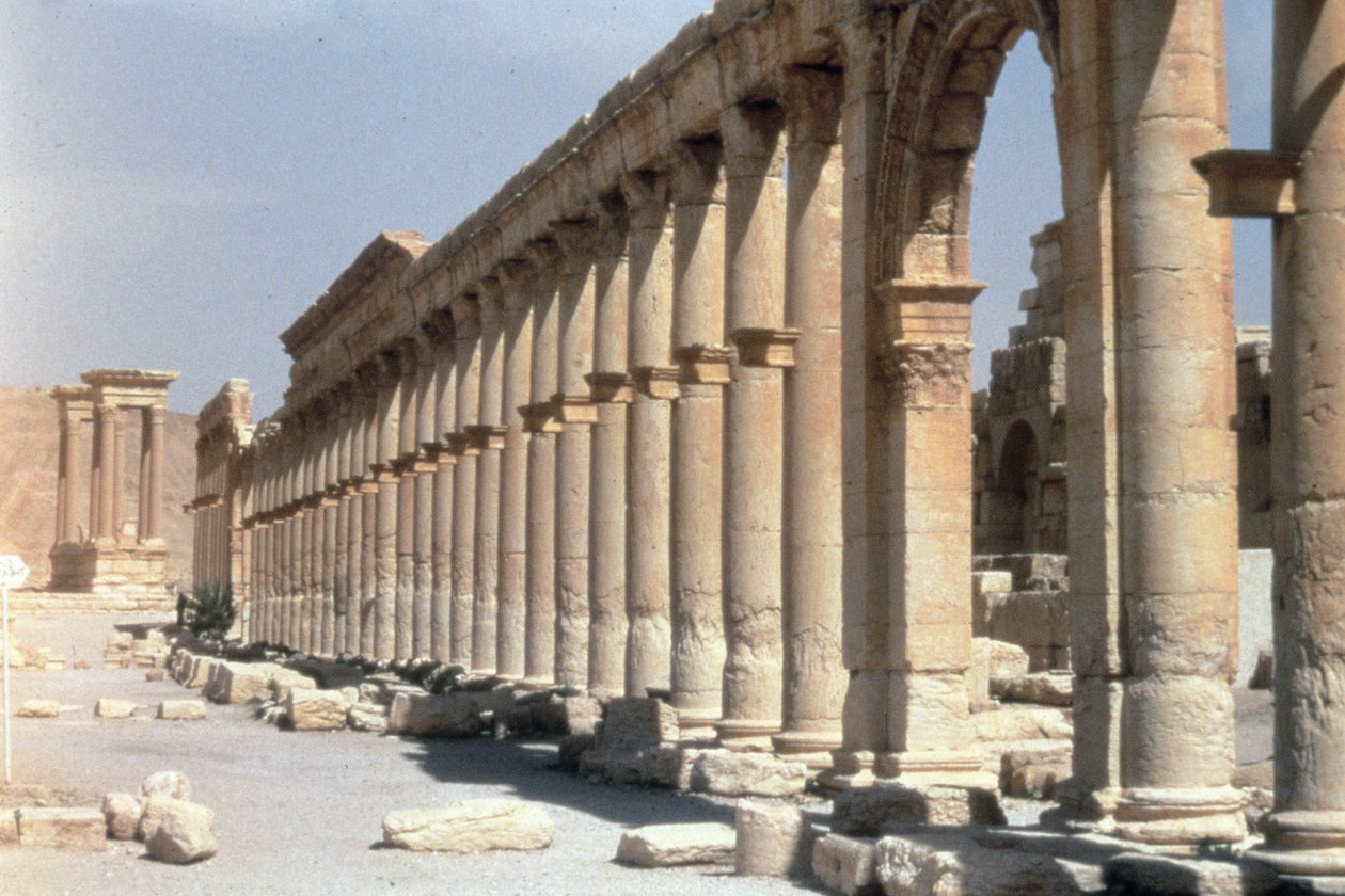 شارع أعمدة ، المحور الرئيسي للمدينة ، بني في القرن الثاني بواسطة رواية