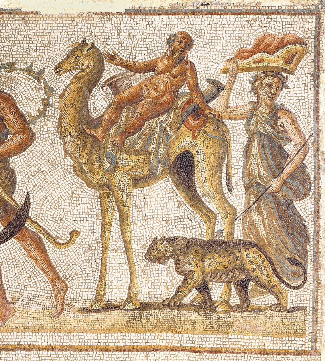 موكب ديونيسيان ، من الجم Thysdrus تفاصيل Silenus ركوب تفاصيل فسيفساء الجمل 174324 بواسطة رواية