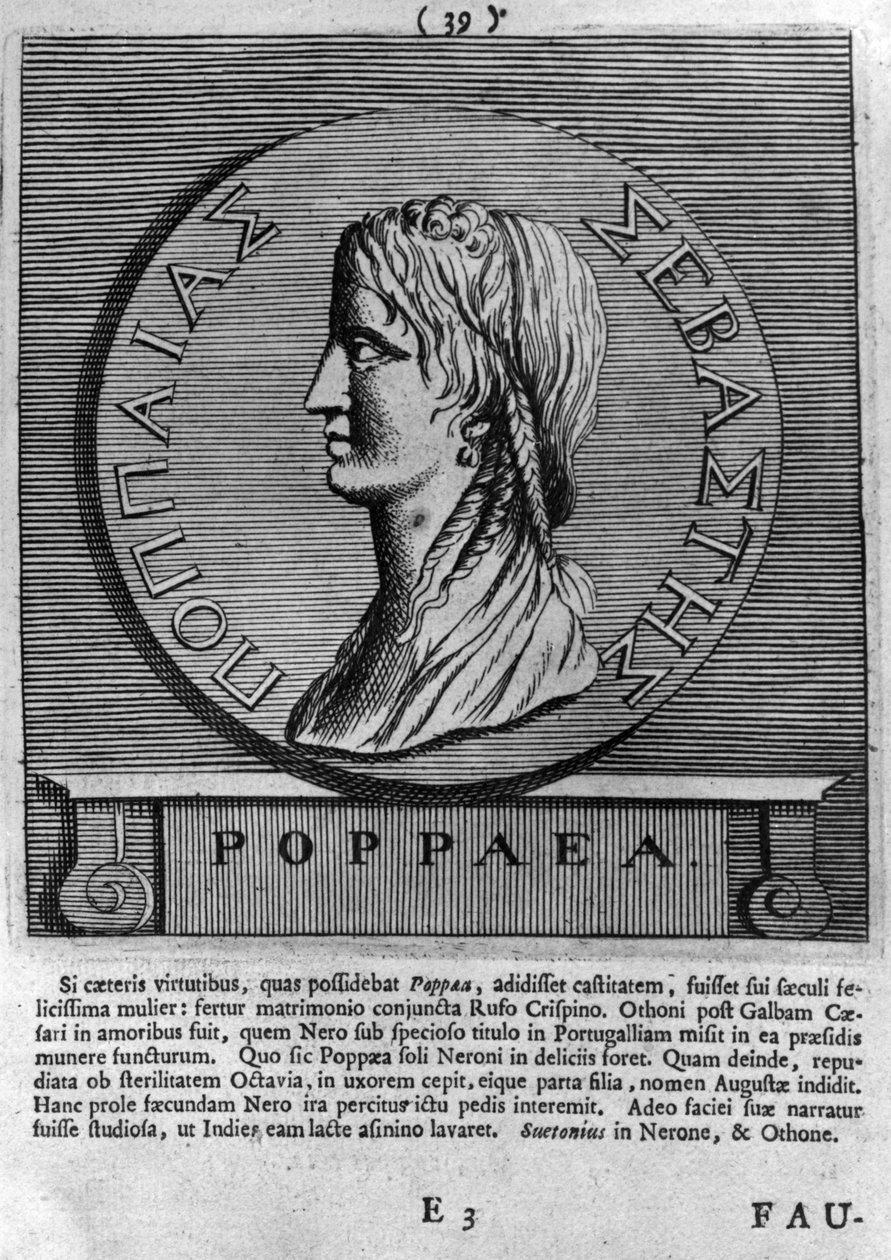 Poppaea Sabina ، نقش بعد عملة رومانية مؤرخة 54-68 م بواسطة رواية