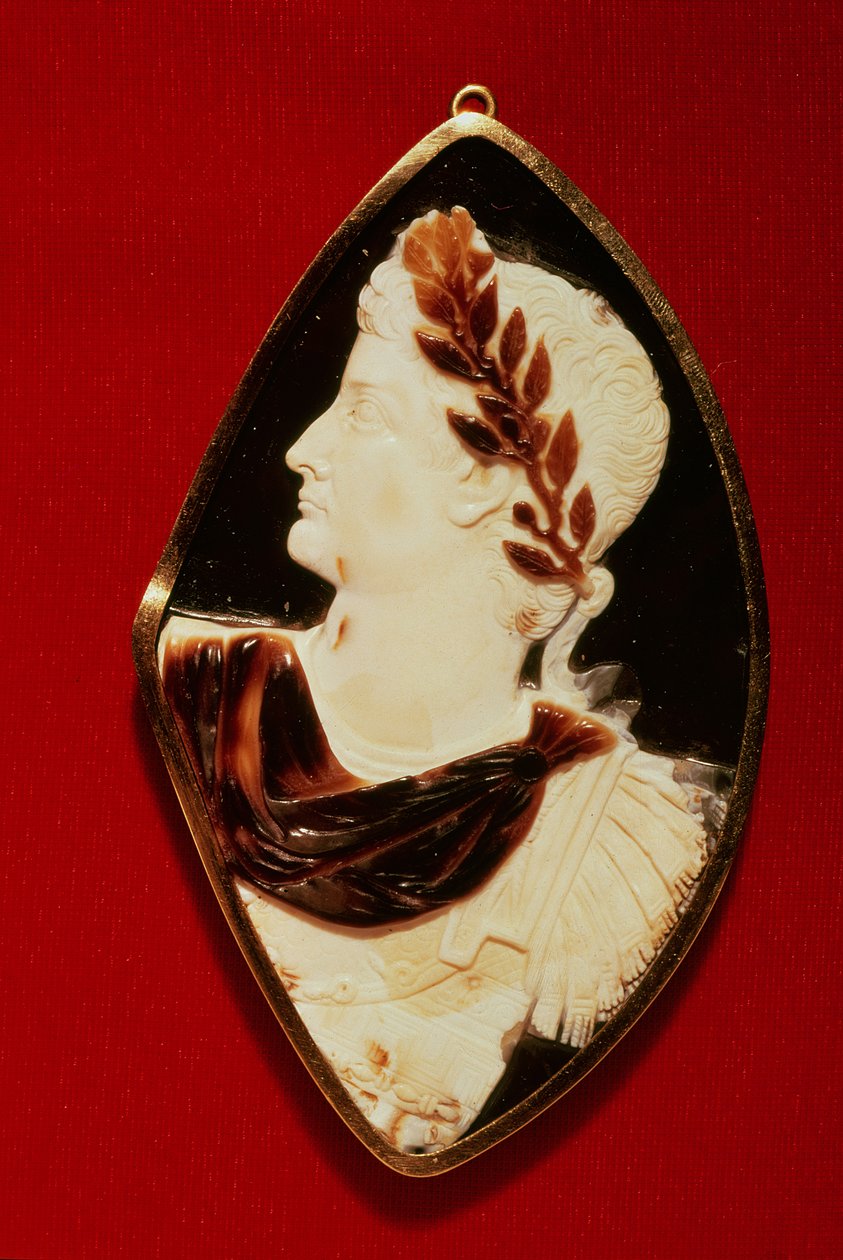 Sardonyx Cameo تحمل صورة طبرية (كلوديوس نيرو) (42BC-37AD) ، القرن الأول الميلادي (جزع عقيقي) بواسطة رواية