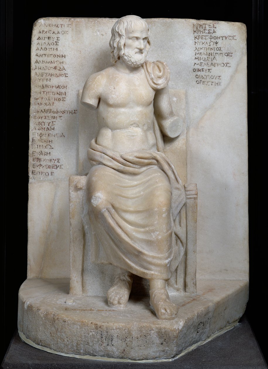 تمثال Euripides (c.484-06 قبل الميلاد) (رخام) بواسطة رواية