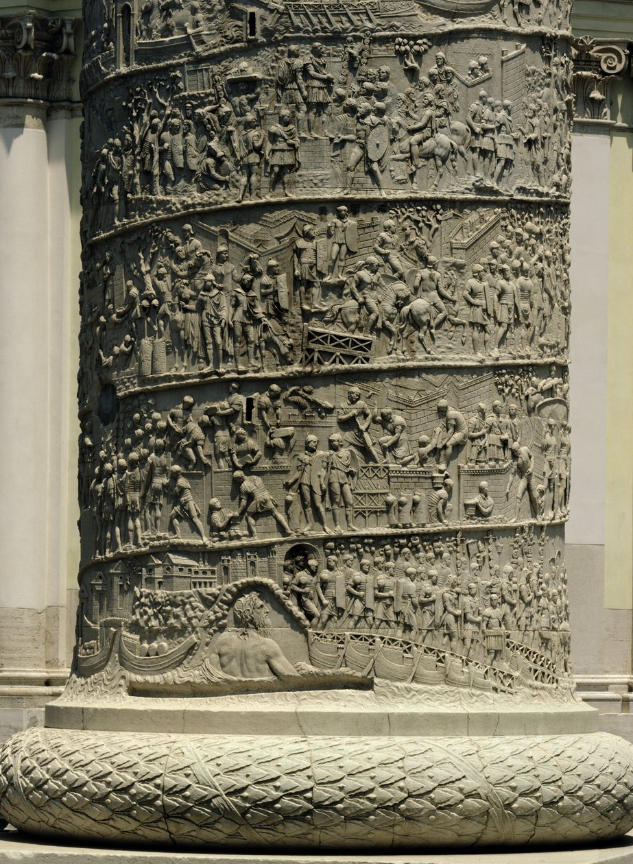 المعركة ضد Dacians ، التفاصيل من عمود تراجان ، 113 م (الحجر الجيري) بواسطة رواية