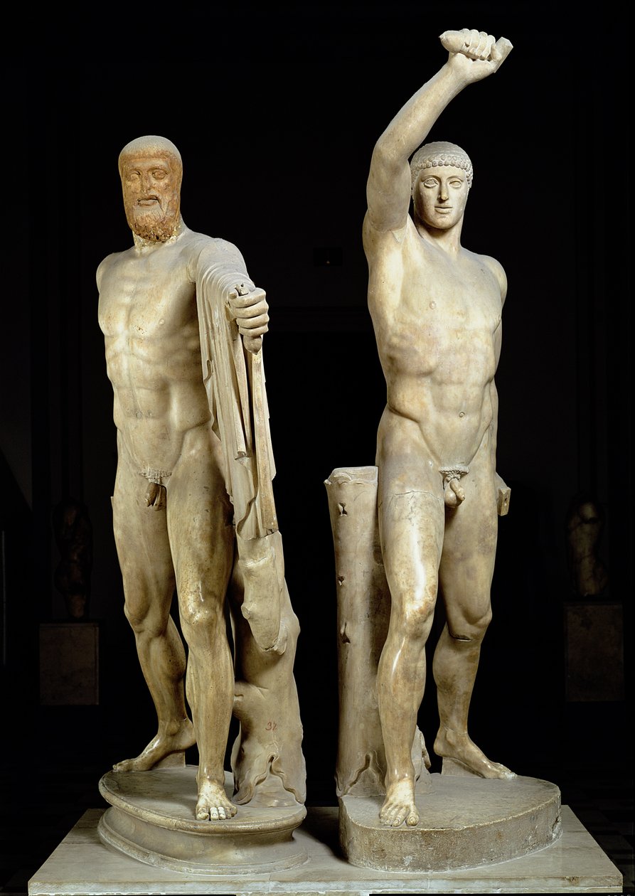 ال Tyrannicides ، نسخة رومانية من أصل يوناني من قبل Kritios و Nesiotes من c.477 قبل الميلاد ، من مجموعة Farnese (الرخام) بواسطة رواية