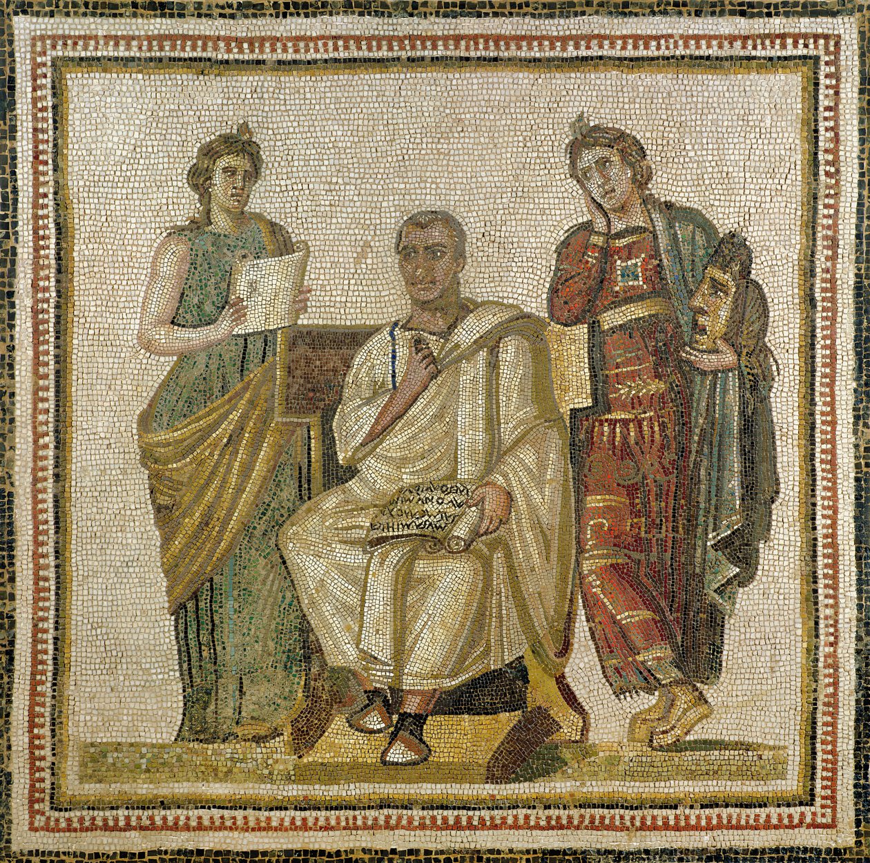فيرجيل (70-19 قبل الميلاد) والمتحف ، من سوسة (Hadrumetum) (فسيفساء) بواسطة رواية