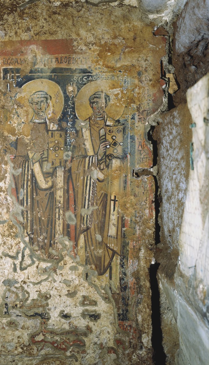 لوحة جدارية من سرداب البابوات ، سراديب الموتى في سان كاليستو ، روما بواسطة رواية