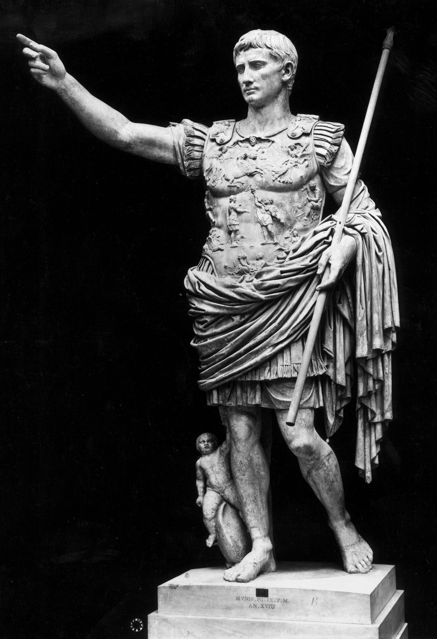 Augustus of Prima Porta (marble) (b/w photo) بواسطة رواية
