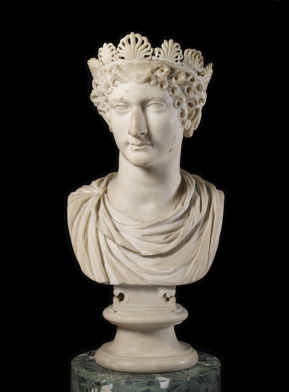 رأس Agrippina Minor مع إكليل (رخام) بواسطة رواية