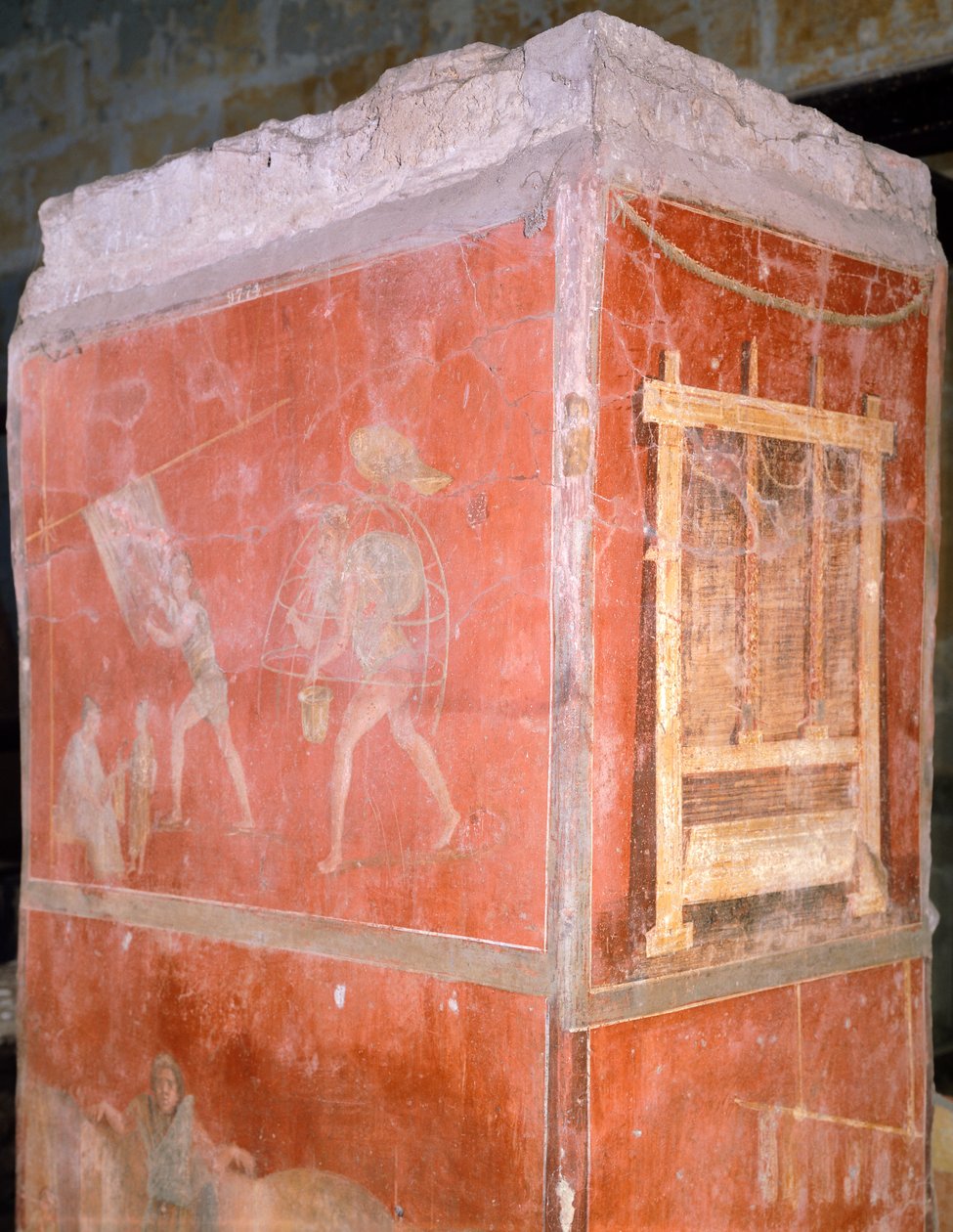 إيطاليا ، نابولي ، Museo Archeologico Nazionale ، Dyers ، الرسم من House of Fullonica in Pompeii (قائمة اليونسكو للتراث العالمي بواسطة رواية