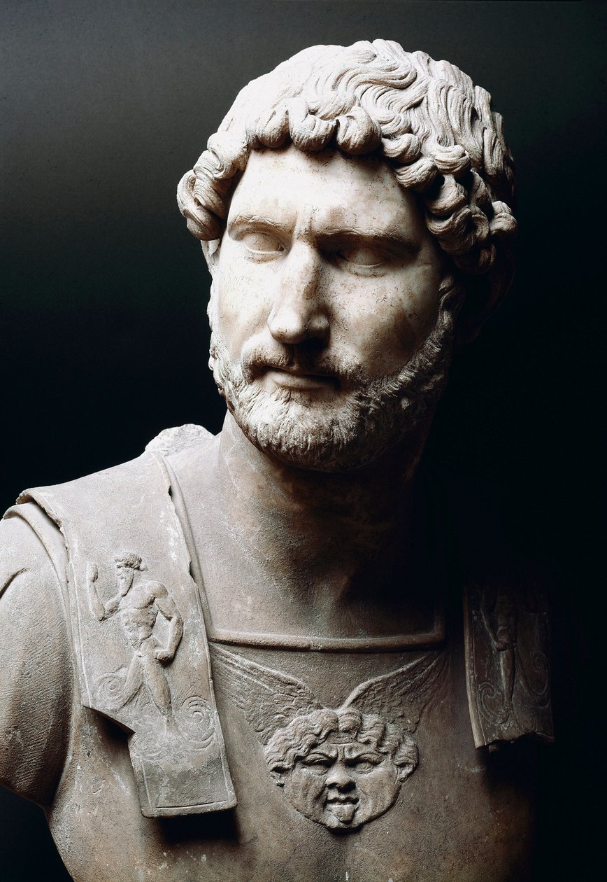 Marble bust of Emperor Hadrian (Publius Aelius Hadrianus) (76-138 AD) - Rome Musei Capitolini - Bust of the Emperor Hadrian (Publius Aelius Hadrianus) (76-138) - Marble sculpture - Musei Capitolini, Rome (Italy) بواسطة رواية