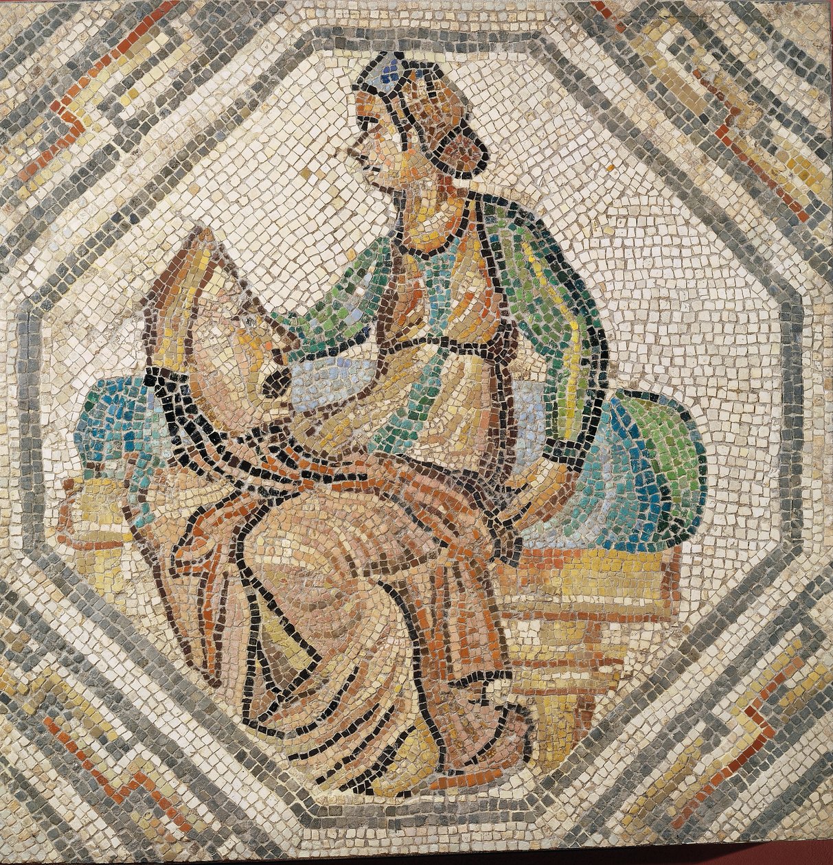 Melpomene ، ملهمة المأساة ، من فيلا في Augusta Treverorum (فسيفساء) بواسطة رواية