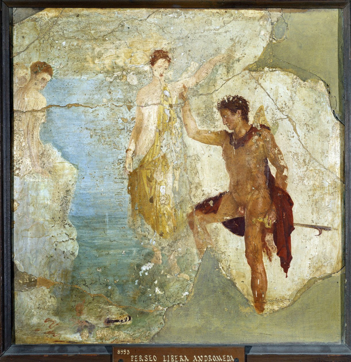 Persee liberant Andromede. Fresque 37,5x37,5cm. Provenant de la Maison des cinq squelettes (Casa dei cinque Scheletri) a Pompei. sd. Museo nazionale archeologico, Napoli (Musee archeologique de Naples). ©Raffael/Leemage بواسطة رواية