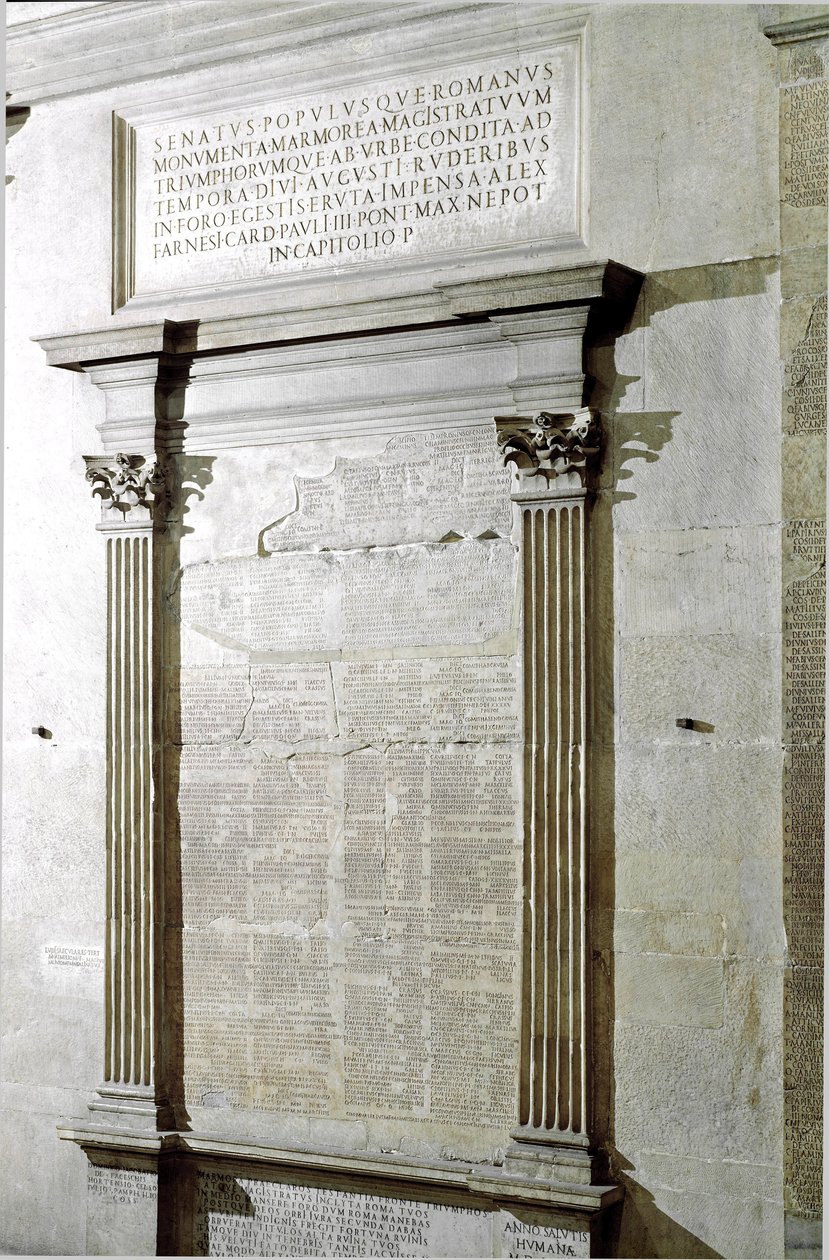 Plaque of the Triumphal and Consular Fastes. Period of Emperor Augustus. 27 BC-14 AD. Rome, Musei Capitolini - Registration plate of the Consular and Triumphal Fasti Period of Roman Emperor Augustus (27 BC-14 A.D). Musei Capitolini, Rome, Italy بواسطة رواية