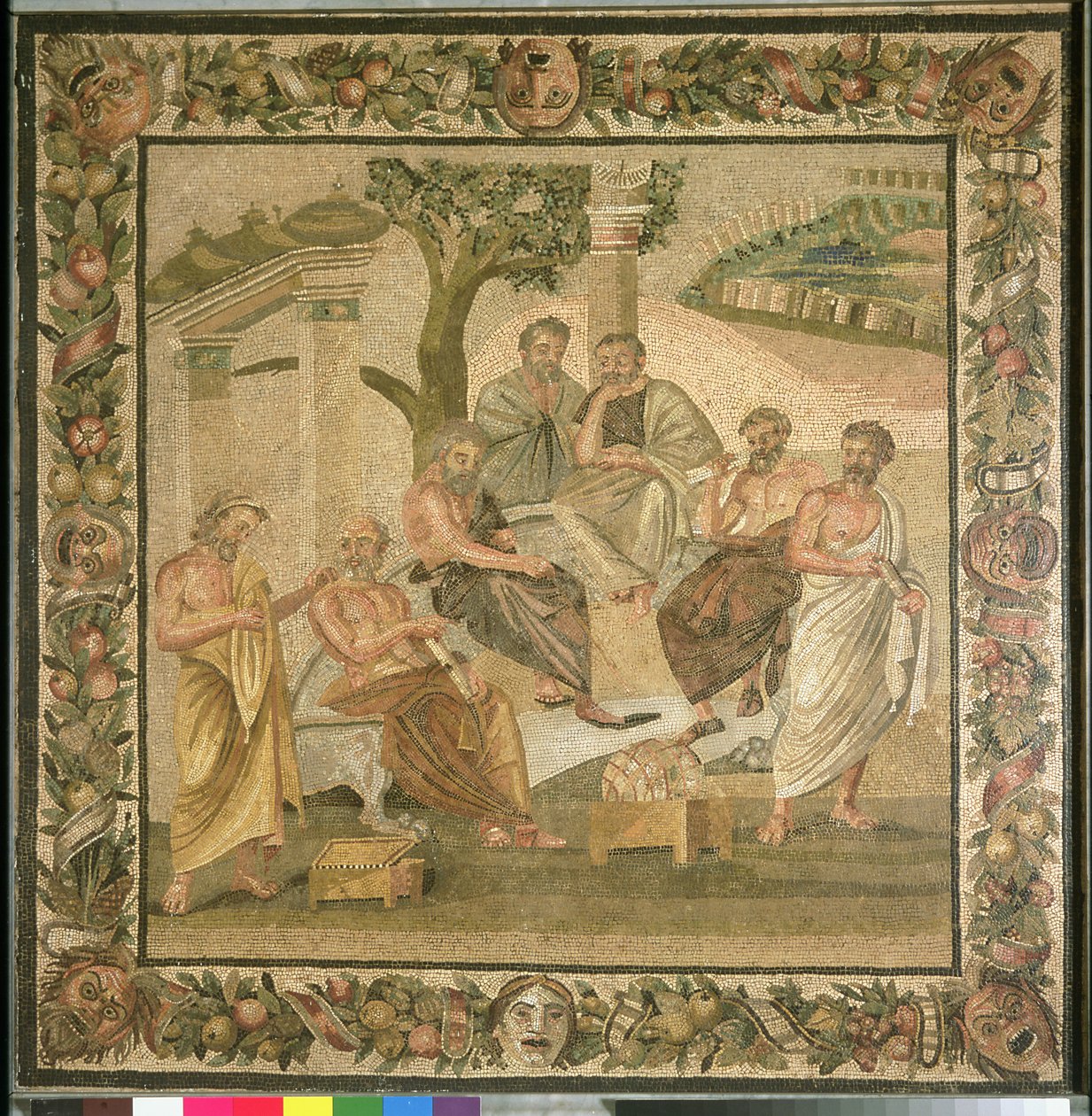 أفلاطون يتحدث مع تلاميذه ، من منزل T. Siminius. بومبي (فسيفساء) (انظر أيضًا 103401) بواسطة رواية