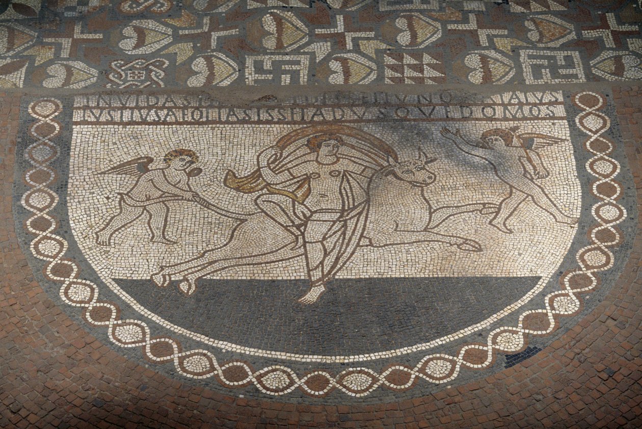 Rape of Europa, floor mosaic from Lullingstone Roman Villa, ca 82 AD, Eynsford, Kent, England, United Kingdom, Roman civilization بواسطة رواية