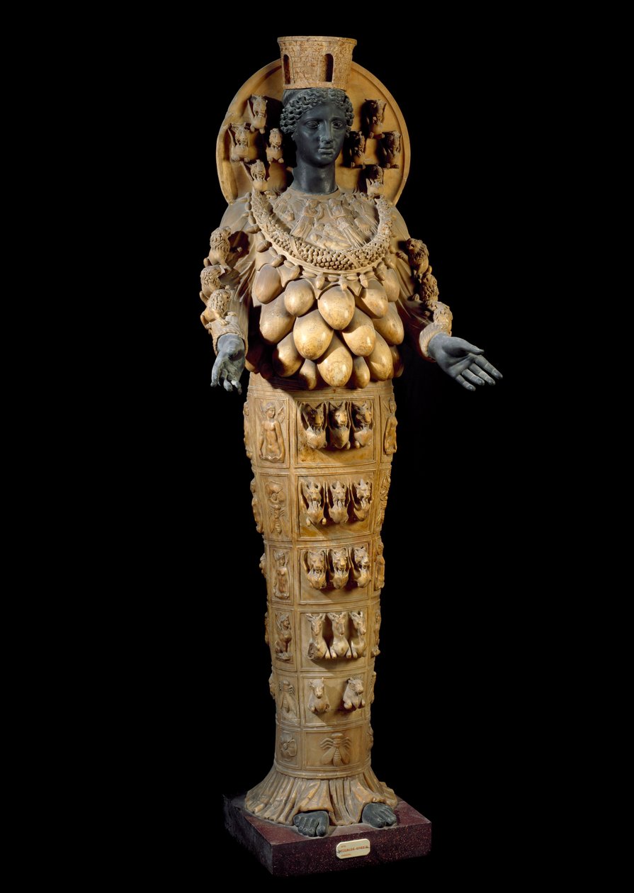 الفن الروماني: Artemis of Ephese - نحت روماني بعد أصل يوناني في أفسس - نحت من الألباستر والبرونز بواسطة رواية