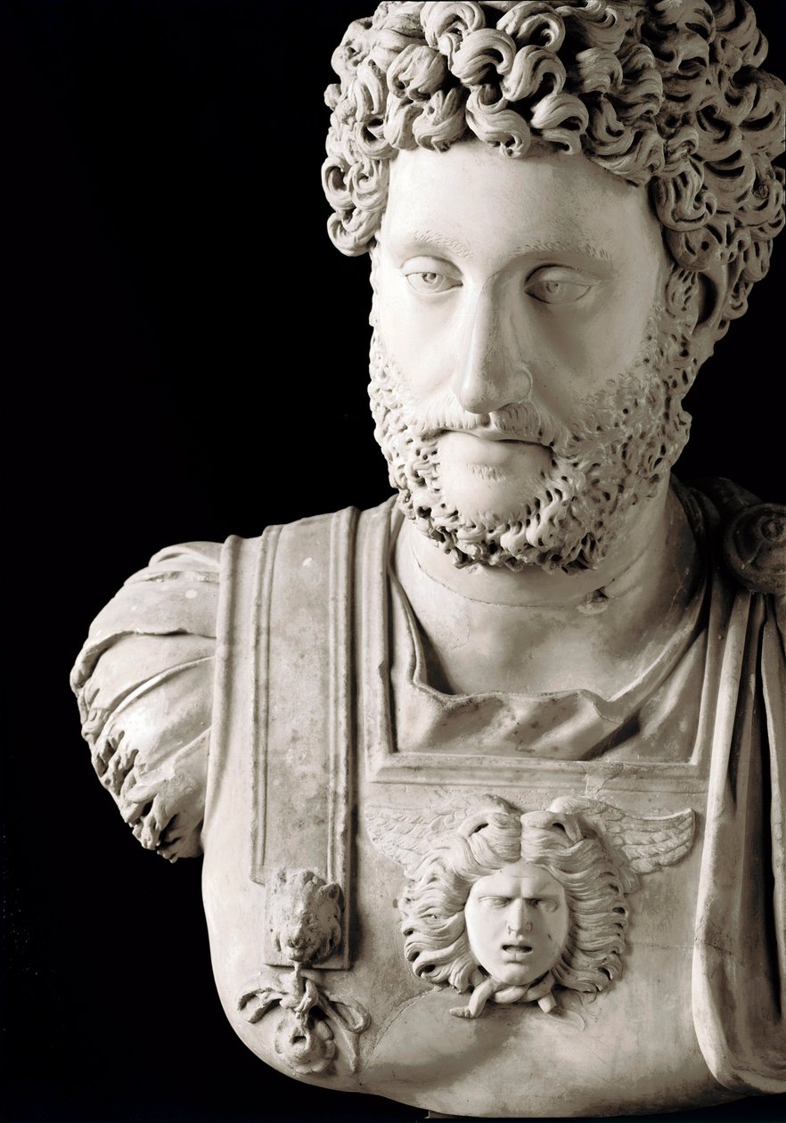 Roman Art: “” The Roman Emperor Commodus (161-192)”” Bust of marble - Musei Capitolini Rome - Bust of emperor Commodus (161-192) - Marble sculpture - Musei Capitolini, Rome, Italy بواسطة رواية