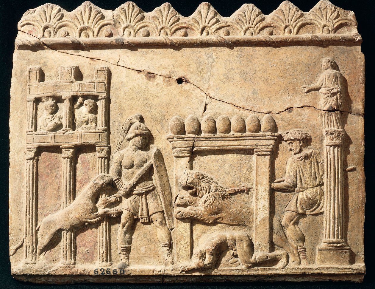 Roman Relief depicting lions and gladiators fighting in circus بواسطة رواية