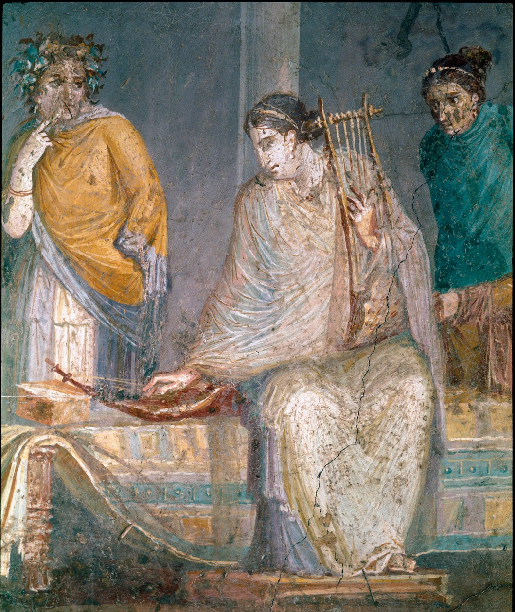Roman art: a cythared. Fresco from the site of Castellammare di Stabia near Naples.1st century AD (fresco) بواسطة رواية