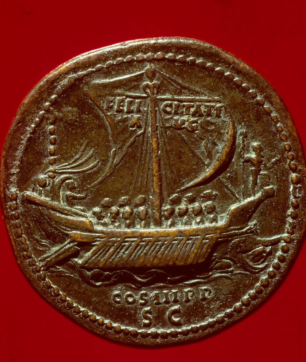 الفن الروماني: عملة للإمبراطور هادريان (أو أدريان) (76-138 م) تمثل إمبريالي جاليري. 119 م. باريس ، ب. بواسطة رواية