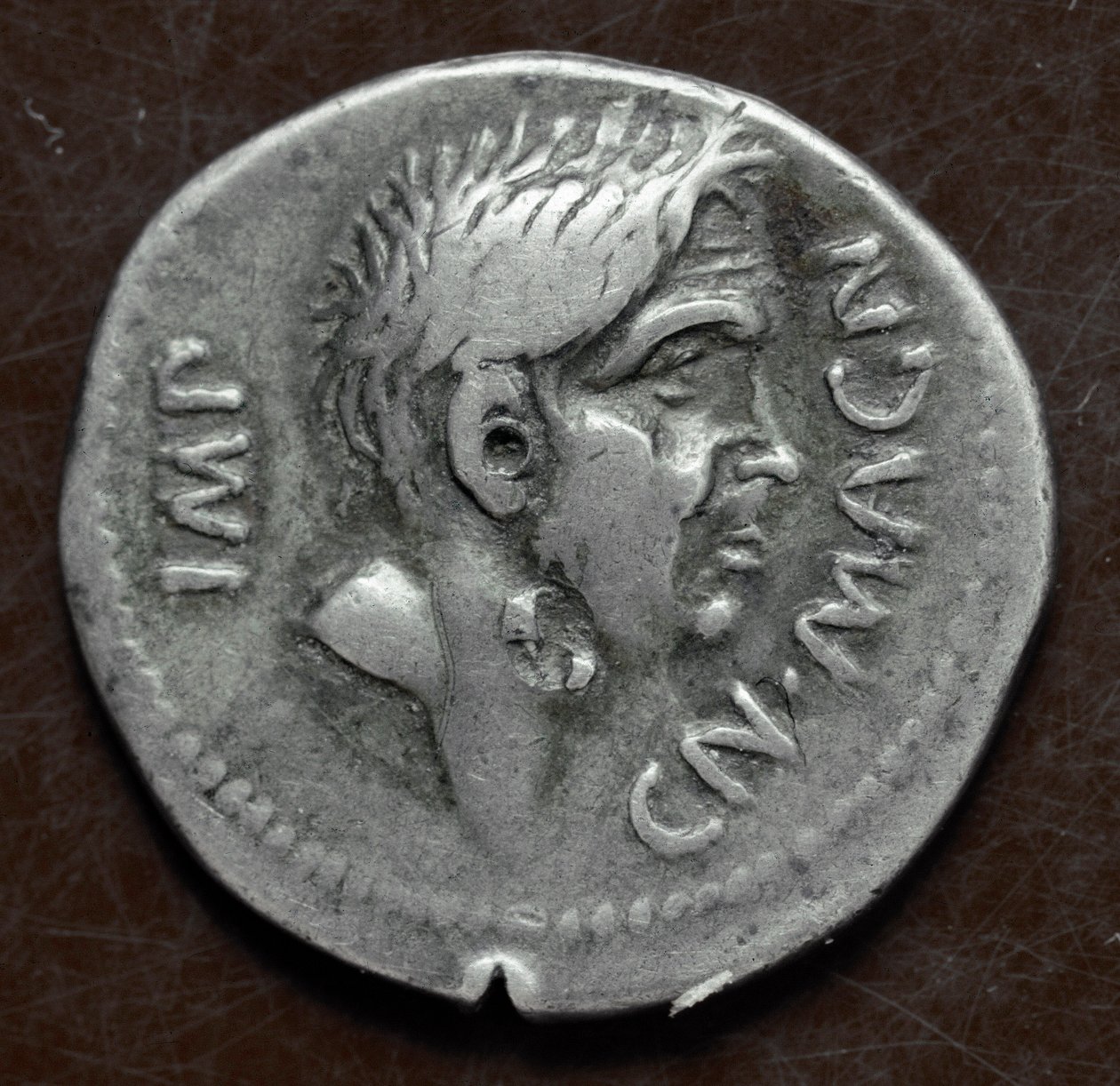 عملة فضية مع دمية بومبي العظيم (Gneo Pompeo Magno أو Gnaeus Pompeius Magnus بواسطة رواية