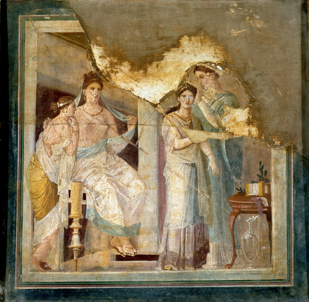 Toilet scene and clothing of a lady: Slaves styling a girl. From Ercolano (Fresco بواسطة رواية