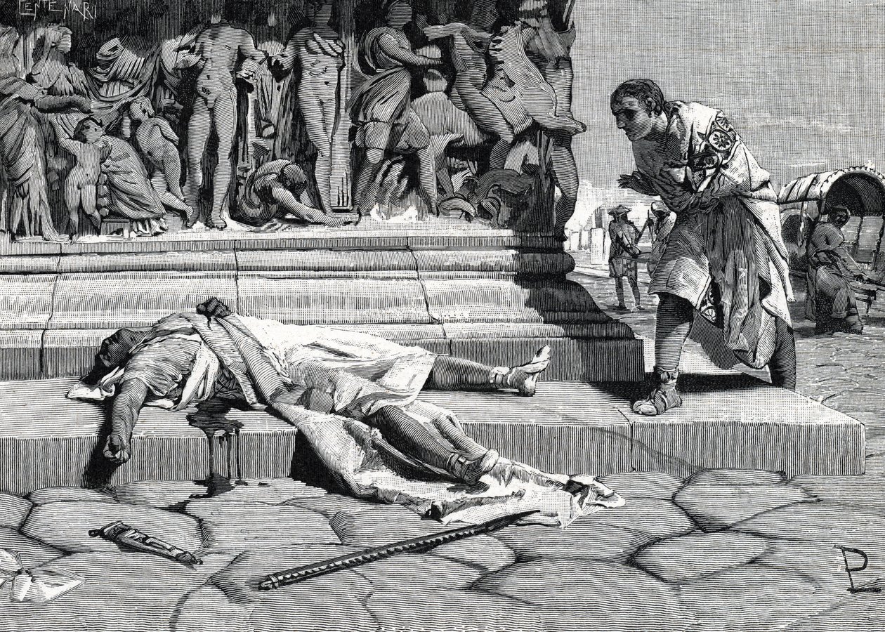تم العثور على جثة Publius Clodius Pulcher (92-52 قبل الميلاد) على طريق أبيا روما (نقش) بواسطة رواية