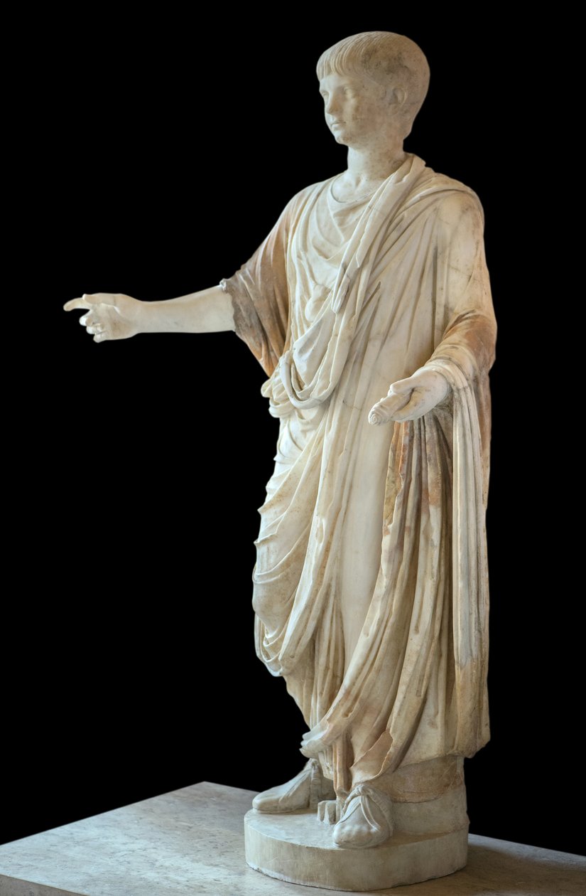 يرتدي Art Rome Child في التوجا ويرتدي الفقاعة (الفقاعة) ، والرأس هو رأس طفل نيرو بواسطة رومان رومان