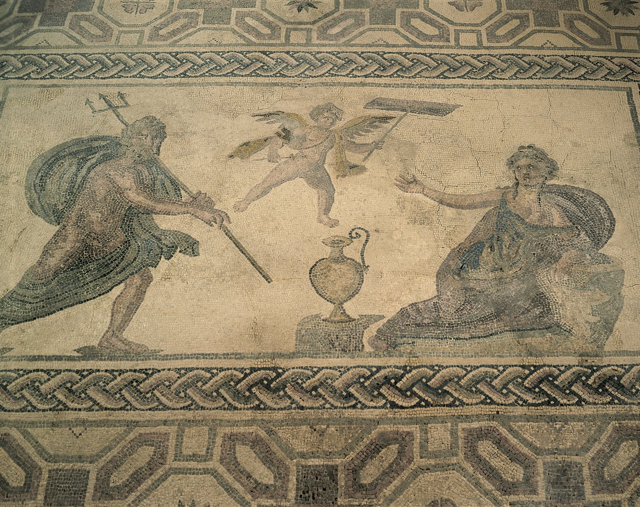 High angle view of a mural on the floor, Paphos, Cyprus (photo) بواسطة رومان رومان