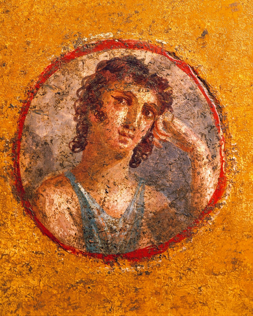ميدالية عليها صورة صبي، لوحة جدارية، من Casa degli Amorini Dorati (بيت كيوبيد الذهبي) في بومبي بواسطة رومان رومان