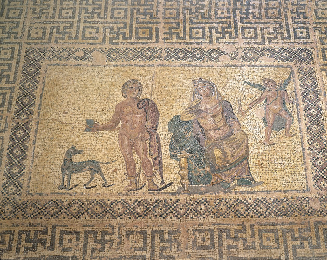 Mosaic depicting Hippolytus and Phaedra, House Of Dionysus, Roman Villa, Paphos, Cyprus(photo) بواسطة رومان رومان