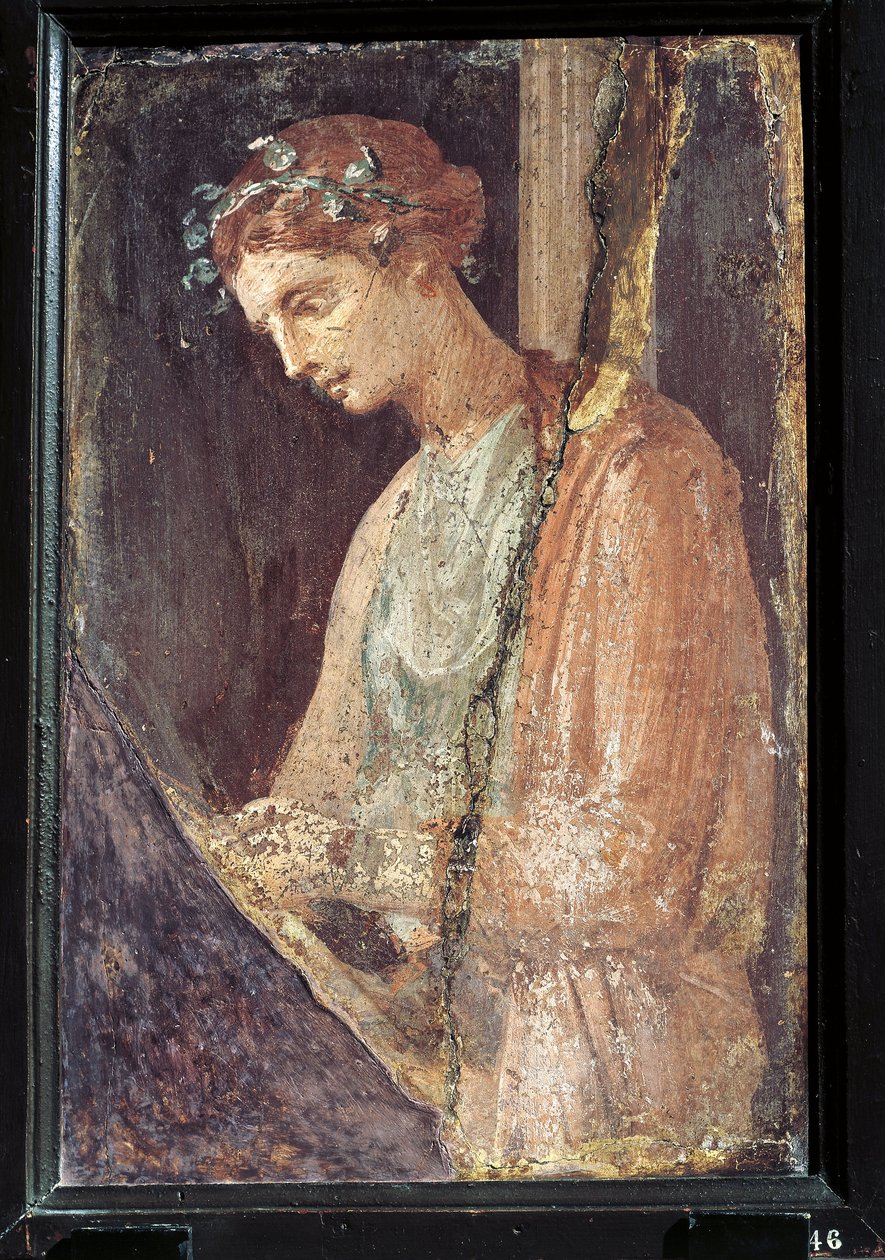صورة شخصية لامرأة شابة من إيطاليا، كامبانيا، بومبي، رسم على الجص، 55-79 م بواسطة رومان رومان