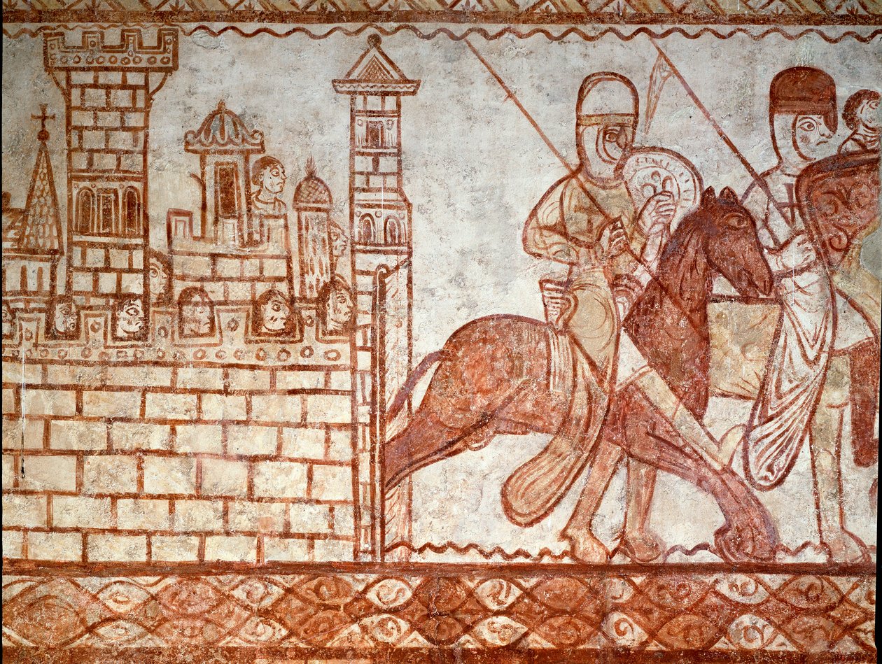 حصار دمشق (تفاصيل اللوحة الجدارية لمصلى فرسان المعبد من كريساك القديس جينيس) بواسطة رومانيسك