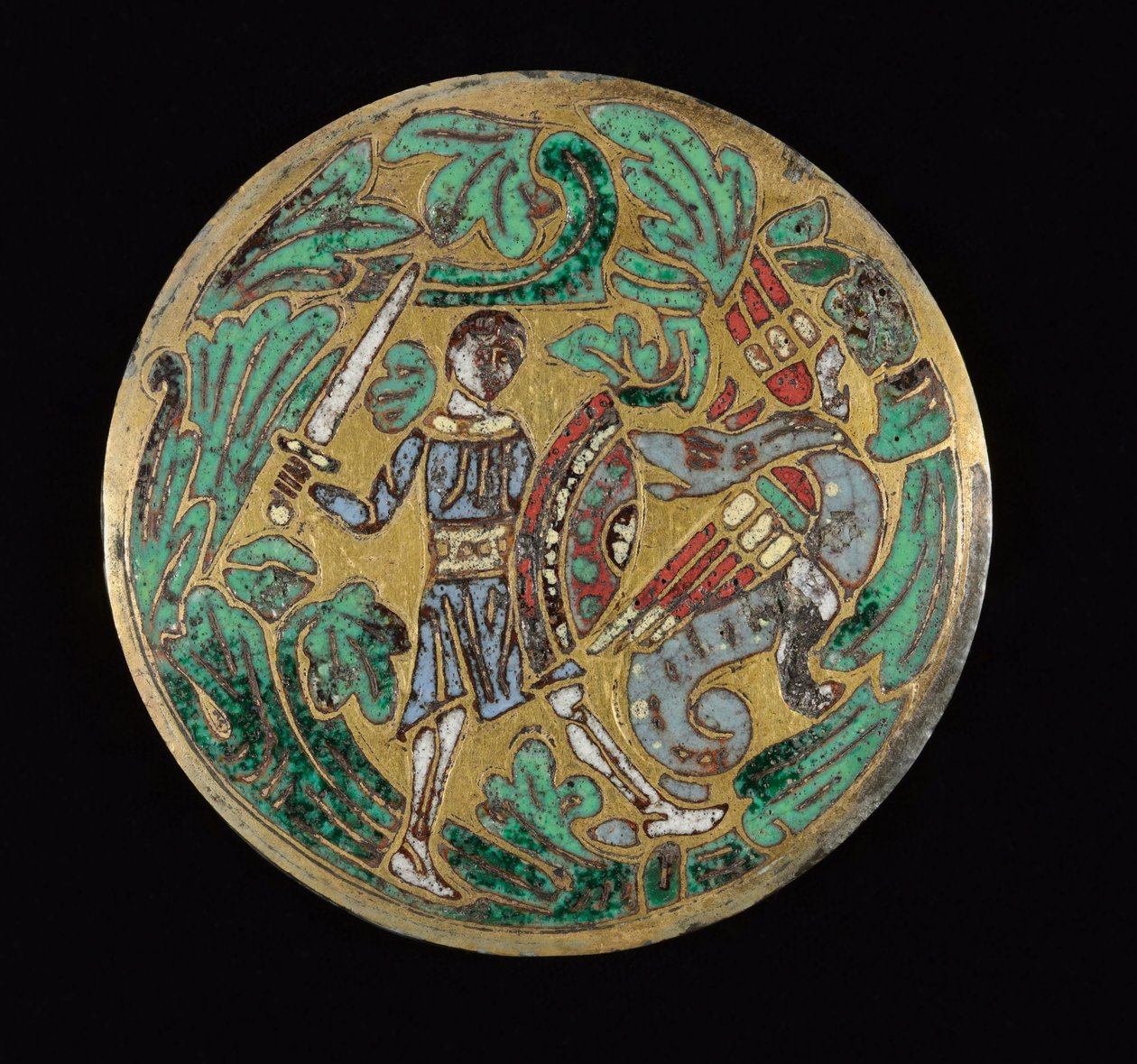 محارب يقاتل تنينًا ، 1170-1180 بواسطة رومانيسك