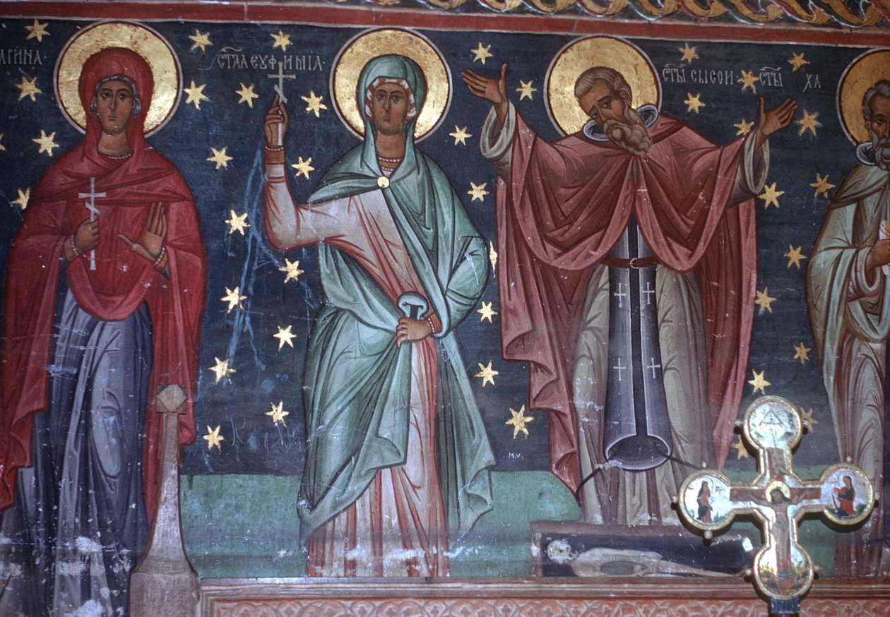 القديسين ، من لوحة الحائط narthex ، 1547-50 بواسطة المدرسة الرومانية