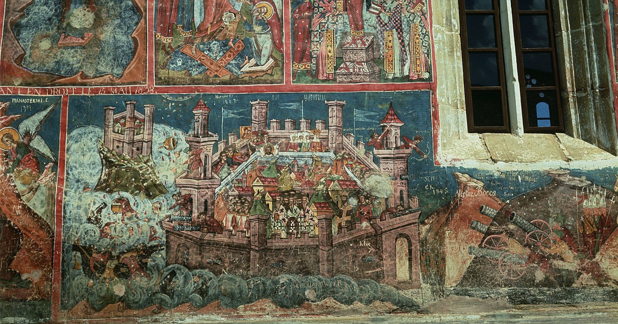 حصار القسطنطينية من قبل السلطان محمد الثاني (1432-81) في 1453 بواسطة المدرسة الرومانية